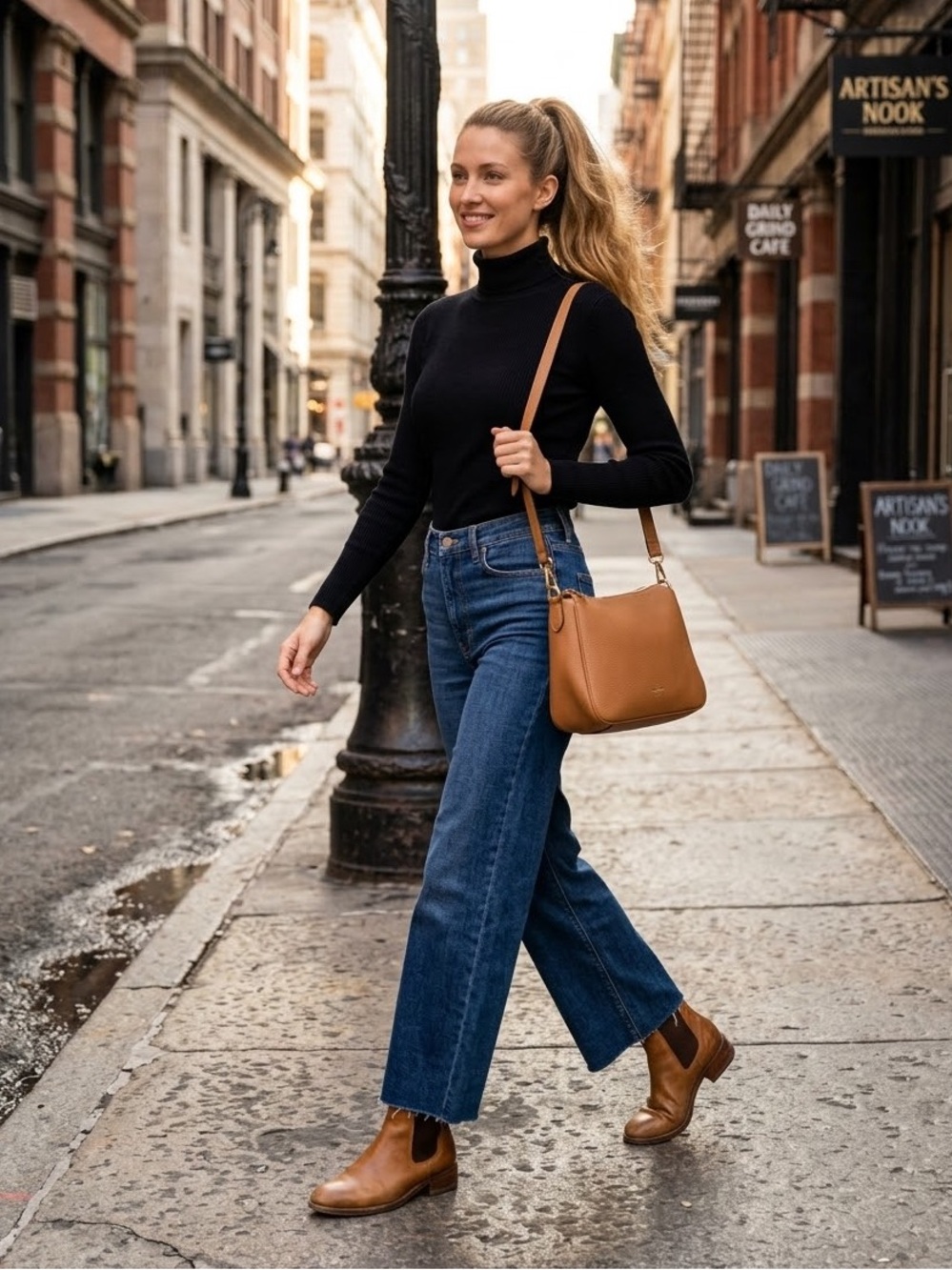TRIBAL Turtleneck Ribbed Knit Sweater